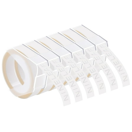 NineLeaf 6 Pack Compatible for Dymo 520101 3D Plastic Embossing Label 3/8'' x 9.8' White on Clear Label Tape