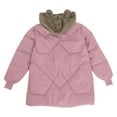 thumbnail image 4 of Otqutp Kids Warm Overcoats Windproof Little/big Kids Girls' Closure Long Sleeve Colorblocked Bear Ears Hooded Zipper Jacket with Big Pockets(Pink,13-14 Years), 4 of 9