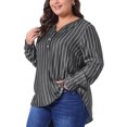 thumbnail image 2 of DARING DIVA Women's Plus Size Long Sleeve Button Down Blouse 4X Black, 2 of 6