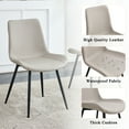 thumbnail image 4 of SUDICA Dining Room Chairs, Light Gray Faux Leather, Black Metal Legs, Set of 4, 4 of 7
