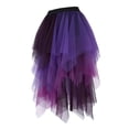 thumbnail image 3 of Women's Gothic Tulle Skirts Mesh Layered Asymmetrical Skirt Black Purple 4XL, 3 of 4