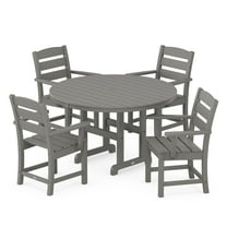 POLYWOOD Lakeside 5-Piece Adult Transitional Outdoor Plastic Dining Set, Slate Grey