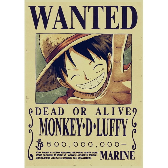 One Piece Poster Wall Poster, Anime Wanted Poster 11.8 X 16.5 In, Kraft Paper Retro Poster