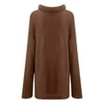thumbnail image 4 of UYISJ Women's Turtleneck Oversized Sweaters Fall Long Batwing Sleeve Spilt Hem Tunic Pullover Sweater Knit Tops Brown XL, 4 of 7
