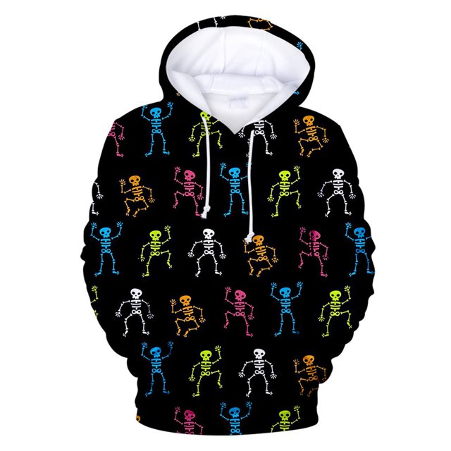 Moda de Halloween Hombres Impreso Casual Blusa de manga larga Sudaderas con capucha Tops Pompotops oipoqjl38971