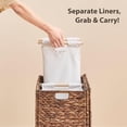 thumbnail image 4 of Large Laundry Hamper with Lid, Handwoven Natural Water Hyacinth Heightened Feet Laundry Basket, 2-Sections Wicker Clothes Hamper with Removable Liner Bag (Espresso, 120L), 4 of 7