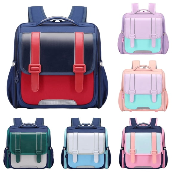 Backpack with Simple Flap Design Lightweight Breathable Straps Multi Color Elementary School Bookbag for Age 4t 5t 6t, 5th 6th