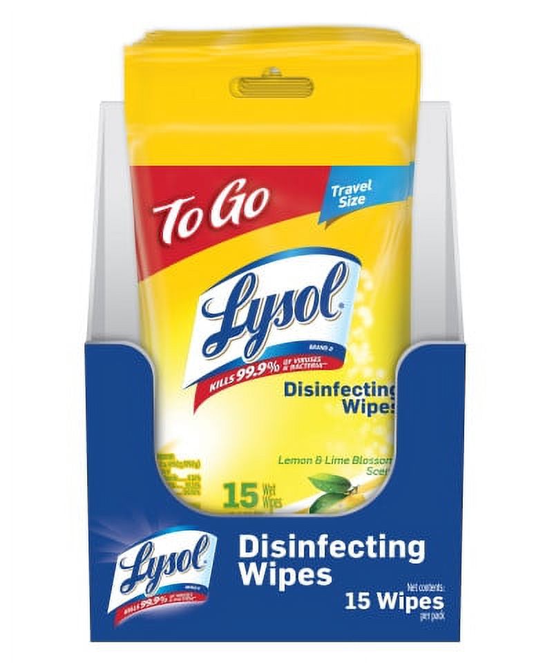 Lysol Disinfecting Wipes, Lemon & Lime Blossom, 15 Count photo 1