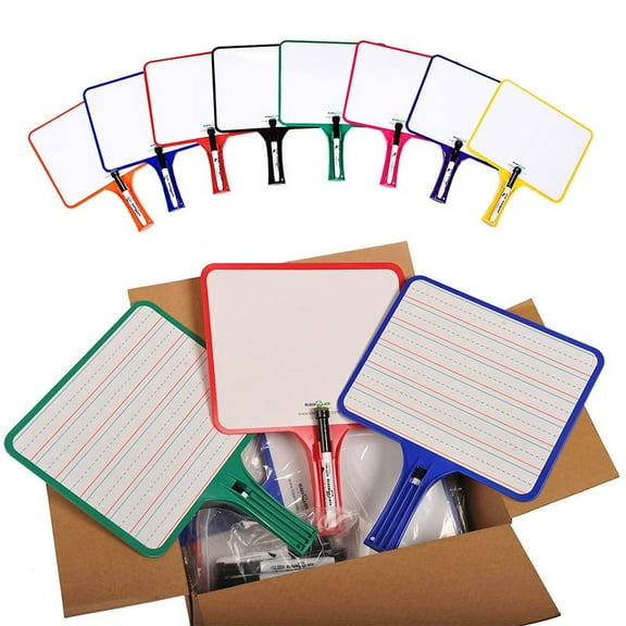 KleenSlate Rectangular Dry Erase Whiteboards with Markers, Blank/Lined Double-Sided, Assorted, Pack of 24
