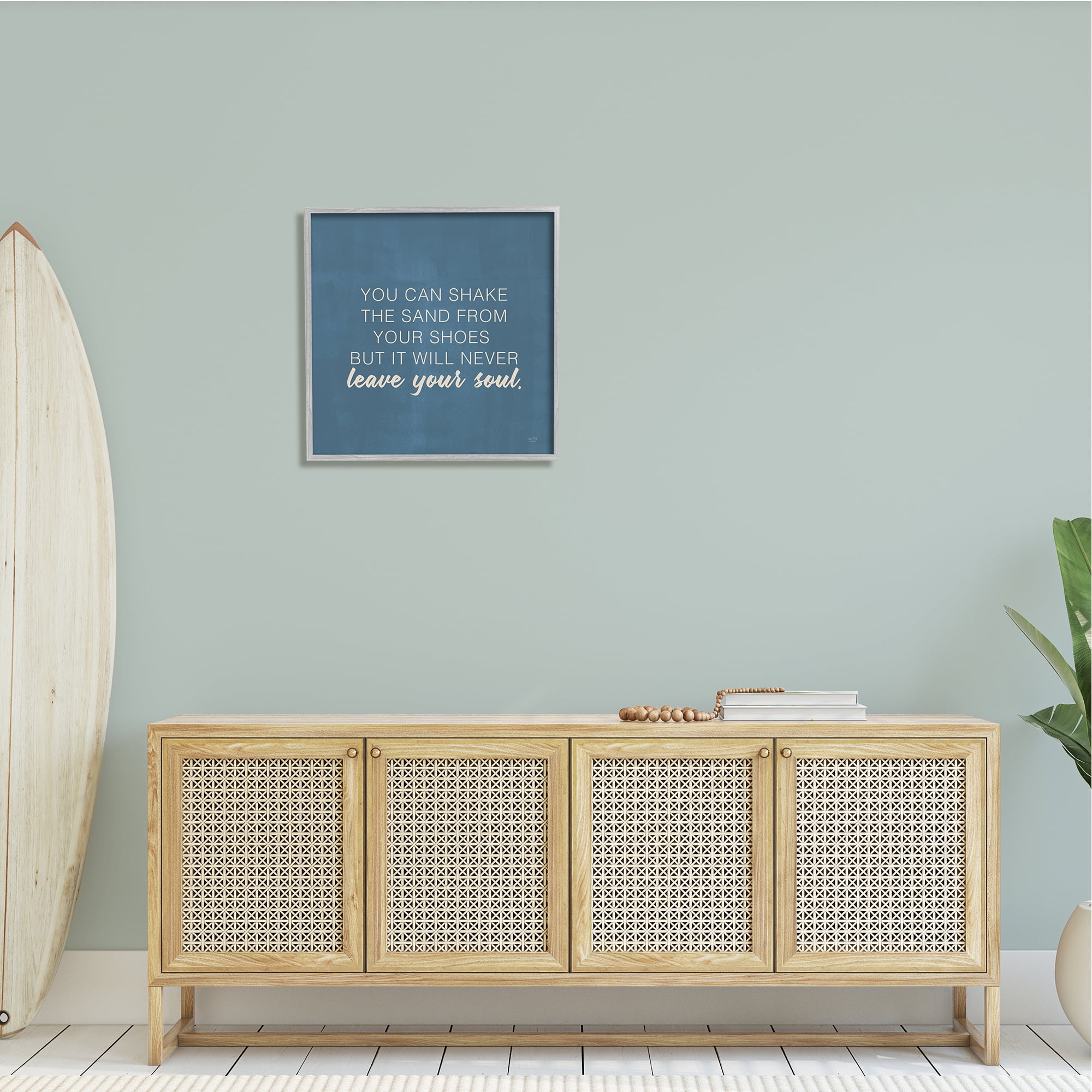 Stupell Industries Sand Never Leaves Your Soul Inspirational Phrase,24 x 24, Design by Lux + Me Designs