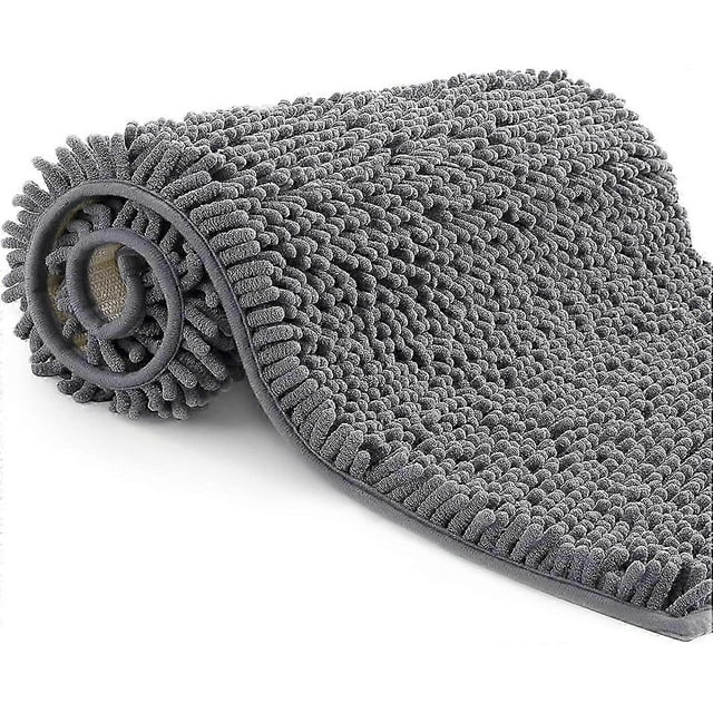 Microfiber Bath Mat, Bathroom Rug Length 50 x 80 cm, Toilet Rug, Soft, Non-Slip, DARK GRAY