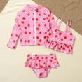 thumbnail image 6 of GYRATEDREAM Girls Swimsuits 3 Piece Rash Guard Bathing Suit Set Summer Beach UPF 50+ UV Long Sleeve Zipper Bikini Swimwear for 2-10Y Pink, 6 of 8
