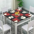 thumbnail image 2 of Outdoor Tablecloth Square Fitted, Black and Red Plaid with Hearts Pattern Printed on Washable Outdoor Square Table Cover, Great for Family Reunions Graduation Parties, Fit for 32" x 32" Square Tables, 2 of 4