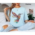 thumbnail image 2 of Floral Hummingbird Shirt ,Animal Lover Tee, Bird T Shirts, Trendy Tee, Gift For Her, Bird Lover T-Shirt, Spring Birds,Flower, 2 of 6