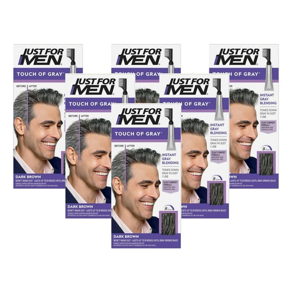 JUST FOR MEN Touch of Gray Hair Treatment T-45 Dark Brown, 6 Count (Pack of 1)