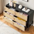 thumbnail image 3 of 47.2" Farmhouse 6-Drawer Dresser with Rattan Fronts, Sturdy Metal Legs & Wood Storage for Bedroom, 3 of 7