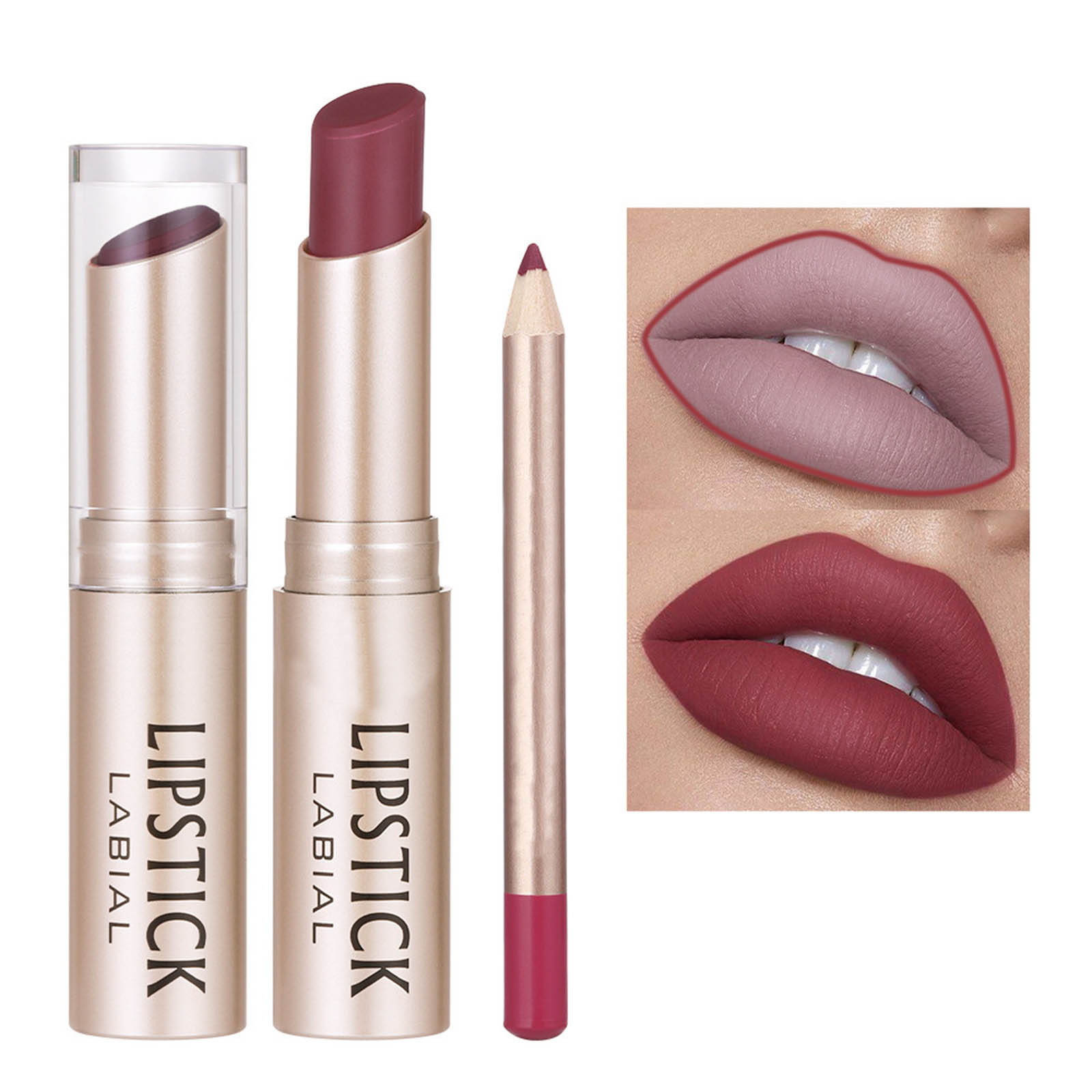 Lip Liner And Lipstick Set Ultra Long Lasting LipLiner High Pigmented ...