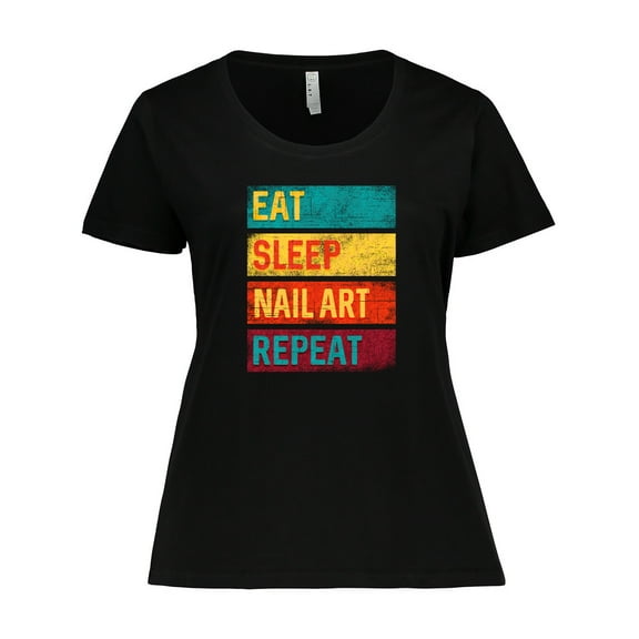 Inktastic Nail Tech Eat Sleep Nail Art Repeat Women's Plus Size T-Shirt