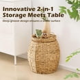 thumbnail image 7 of Casa Pura Furniture Handles Water Hyacinth Storage Basket with Lid, Off-White Handwoven, 7 of 7
