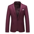 thumbnail image 1 of MOGU Mens Slim Fit One Button Casual Blazer Jacket US Size 40 Wine, 1 of 4