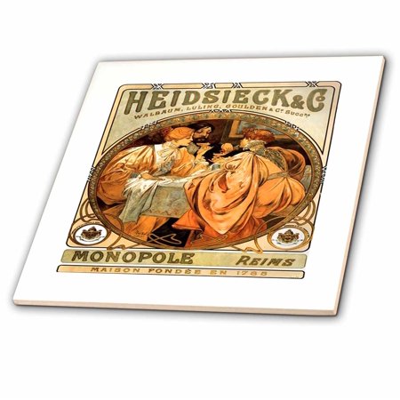 3dRose, Print of Champagne Ad By Alphonse Mucha, 6 Inch Ceramic Tile