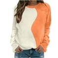 thumbnail image 4 of Oversized Sweatshirt for Women Color Block Crewneck Sweatshirts Striped Long Sleeve Fall Tops Crop Striped Color Block Sweatshirts Winter Pullover Loose Y2K Clothes, 4 of 5
