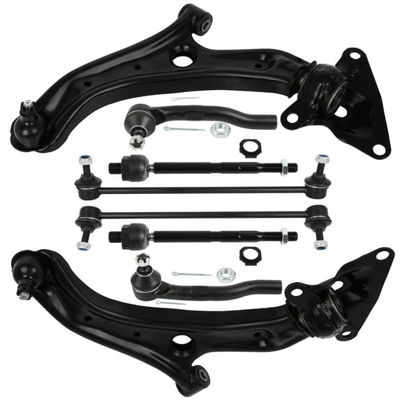 ECCPP - 8PCS Front Lower Control Arm w/Ball Joint Inner Outer Tie Rod End Sway Bar Link Compatible Fit 2009-2013 For Honda Fit Suspension Kit
