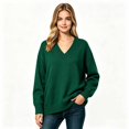thumbnail image 2 of Women’s V Neck Oversized Knit Sweater, Loose Fit PulLover Fall Winter Knit Top,Sizes S-L, 2 of 5