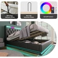 thumbnail image 5 of King Size Upholstered Bed with 360 Surround LED Function, PU Leather Bed Frame with Buttons/Apps/Remote Control, Hydraulic Storage Bed with Charging, Black (Without Mattress), 5 of 8
