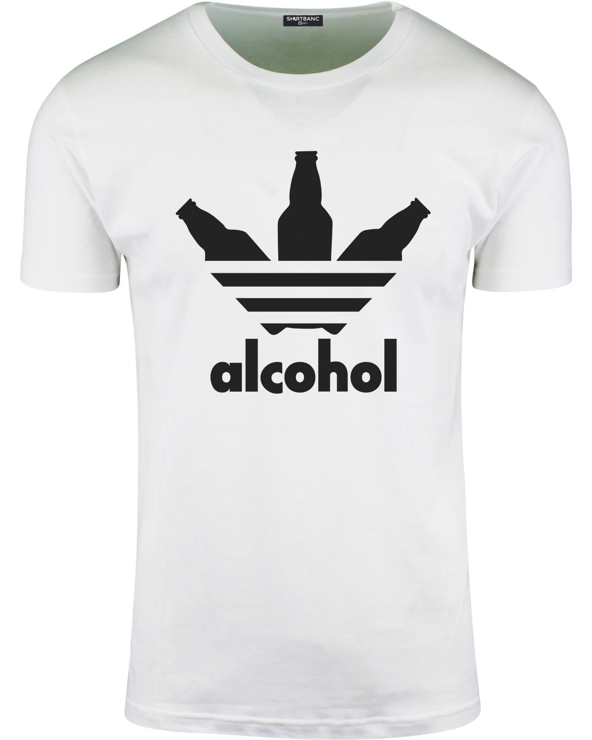 ShirtBANC Brand Alcohol Mens Shirt Beer Bottle Tee (Alcohol White, S