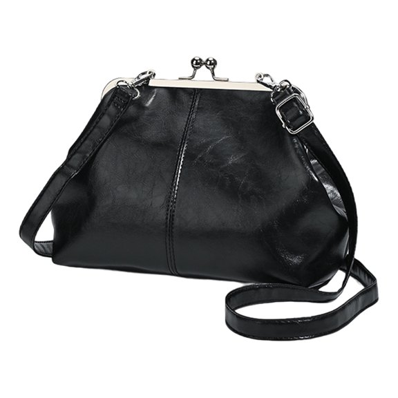 HUISZJ Underarm Shoulder Bag, PU Leather Large Capacity Crossbody Bag with Adjustable Strap, Elegant Kiss Lock Commute Bag for Travel Work (Black)