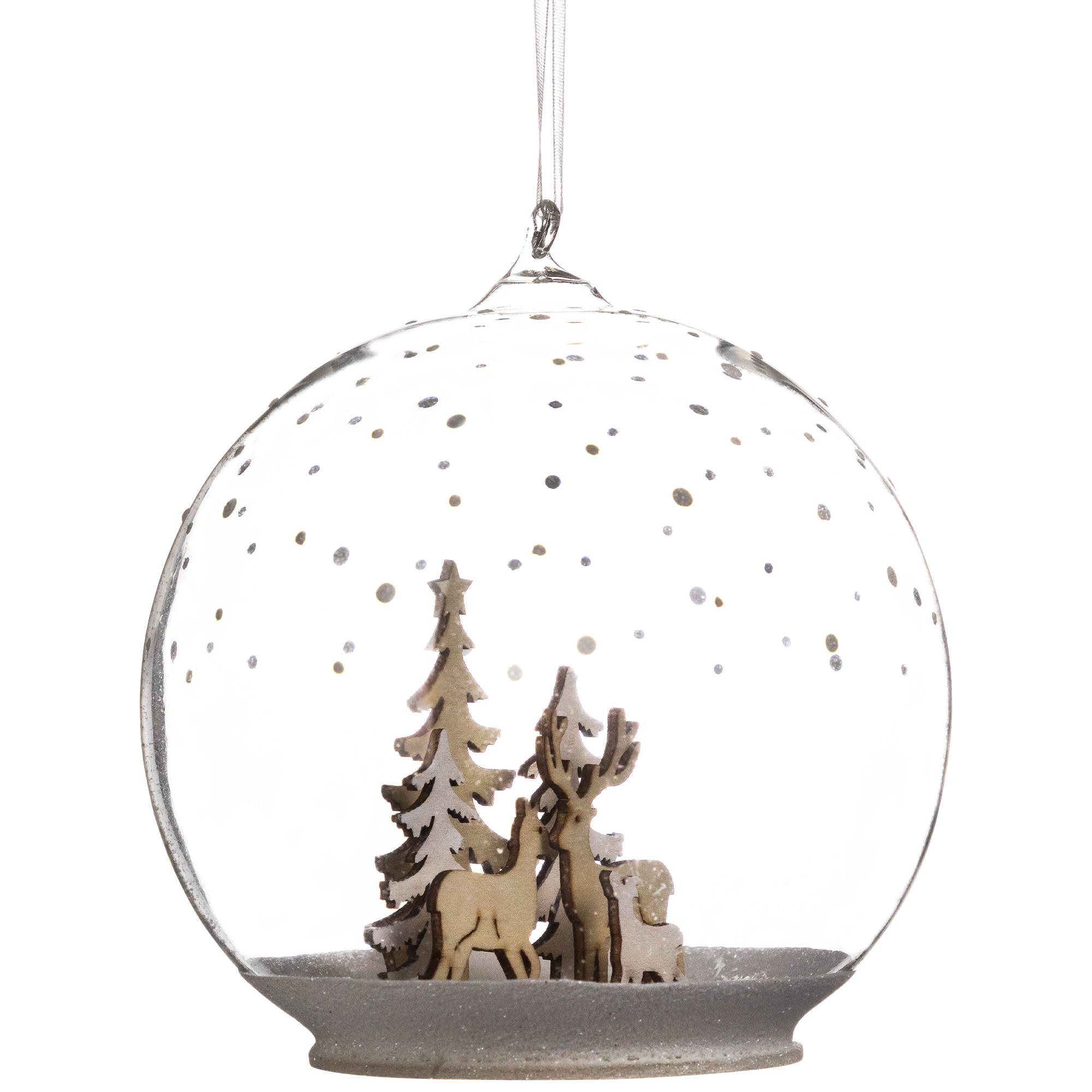Northlight Deer Family in Snow Glass Globe Christmas Ornament  - 4.75"