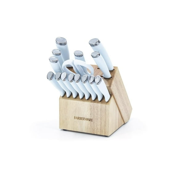 Farberware 16-Piece Light Blue Knife Block Set, 16-Piece Knife Block
