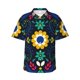 thumbnail image 1 of Balery Colorful Mexican Flower Camisas hawaianas de manga corta para hombre, camisas playeras de corte holgado, camisas de vacaciones con botones,X-Large, 1 of 7