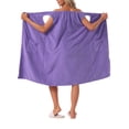 thumbnail image 3 of INSPIRE CHIC Womens Shower Towel Snaps Wearable Dress Terry Wrap Bathrobe Spa Towelling Cover Up Gym Shower Bath Robe M Purple, 3 of 6