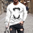 thumbnail image 2 of YOIAVAIOY T-shirts d'Halloween pour Hommes, T-shirts Graphiques de Citrouille Amusants, Col Rond, Manches Longues, Hauts pour les Fêtes d'Automne, Blanc, TTG, 2 of 6