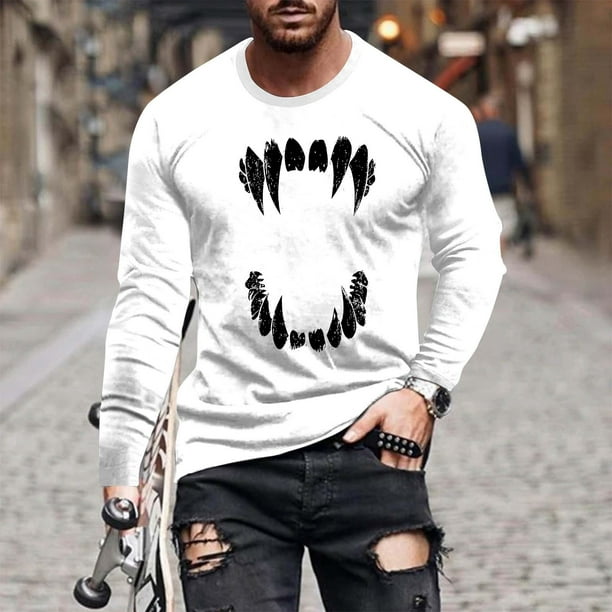 Blusas y camisas de manga larga con cuello redondo para hombre, moda informal, estampado, deportivas, de manga larga, cuello redondo, blusas, camisas para hombre, blusa de poliéster