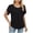 *Black, variant on Women's Pleated Short Sleeve Top,Ladies Summer Curved-Hem Blouse,Cooling Touch Like Ice Shirt For Women,Navy,Size S
