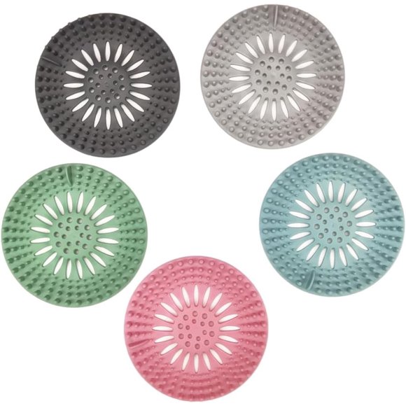 shiyou-YASINPRISM 5 Pcs Silicone Drain Hair Catchers, Easy to Install, Reusable Shower Drain Covers Protector for Kitchen, Bathroom, Floor Drain, Shower Sink & Bathtub