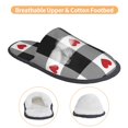thumbnail image 3 of Fotbe Heart Black Buffalo Plaid Gingham Pantuflas Peludas para Mujer con Estampado, Zapatillas de Peluche, Zapatos de Invierno para Casa, Uso Interior y Exterior-Medium, 3 of 8
