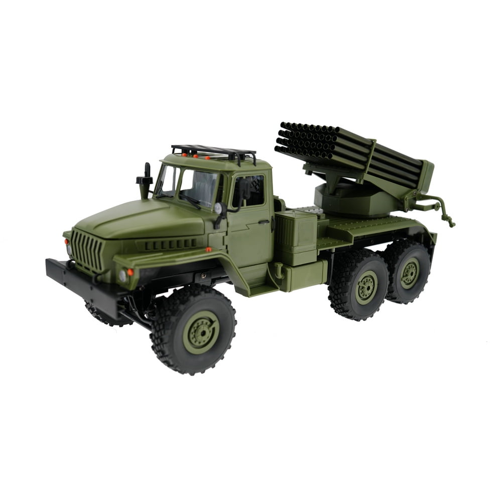 1:16 Full-Scale RC Crawler, 4WD 2.4G Remote Control Climbing Car with 5KM/H High Speed, Rocket Launcher, Spare Tire, RC Drift Vehicle Model Toy Gift for Adults