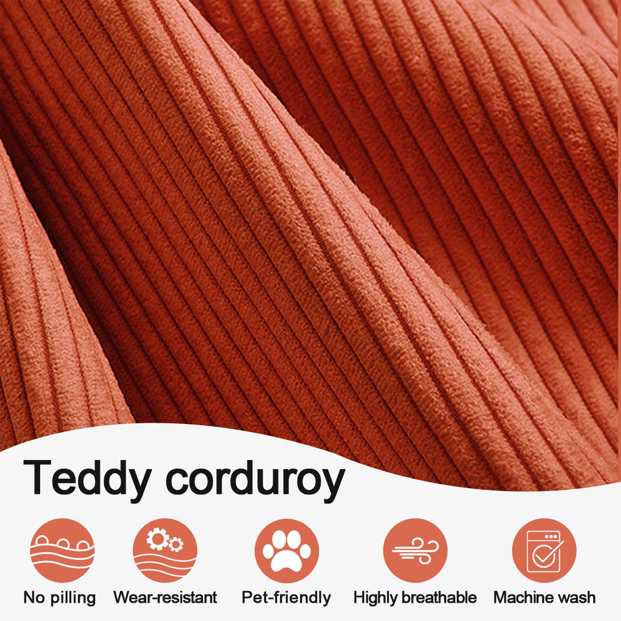 79" Convertible Sofa Bed CARZZI LIFE Compressed Floor Boneless Couch Modular Corduroy Sleeper Sofa, Folding Mattress Couch for Small Spaces - No Assembly Needed in Orange (Includes 2 Pillows)