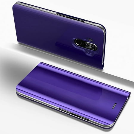 Pikadingnis Huawei Mate 9 Case,Luxury Mirror Makeup Case Plating PU Leather Flip Folio Wallet Case [Kickstand Feature] Magnetic Closure Full Cover Case for Huawei Mate 9 (Purple)