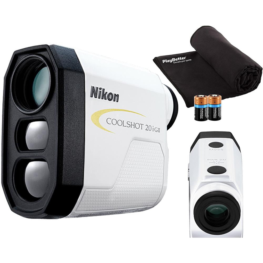Nikon COOLSHOT 20i GII Golf Laser Rangefinder Bundle | +Carrying Case, PlayBetter Microfiber Towel, Two (2) CR2 Batteries | Slope Adjusted, 6X Magnification