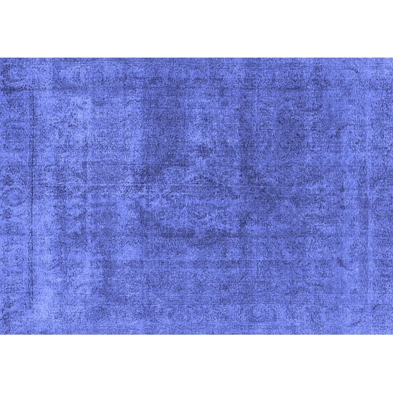 Ahgly Company Machine Washable Indoor Rectangle Oriental Blue Industrial Area Rugs, 6' x 9'