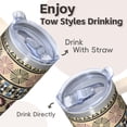 thumbnail image 4 of Bohemian Style 20oz Travel Coffee Mug, Vacuum Insulated Stainless Steel Tumbler with Handle, Leak-Proof, Straws, Gift Set, 4 of 5