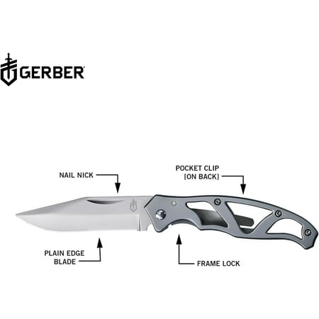 TRAHOO-Gerber Paraframe Mini Pocket Knife - 2.2 Inch Plain Edge Stainless Steel Folding Knife for EDC Gear and Equipment