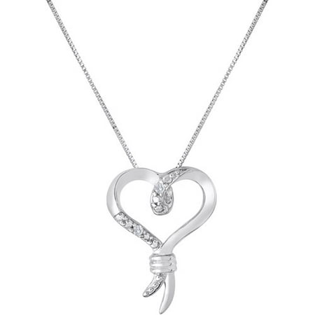 Knots of Love 10kt White Gold Diamond Accent Heart Pendant, 18