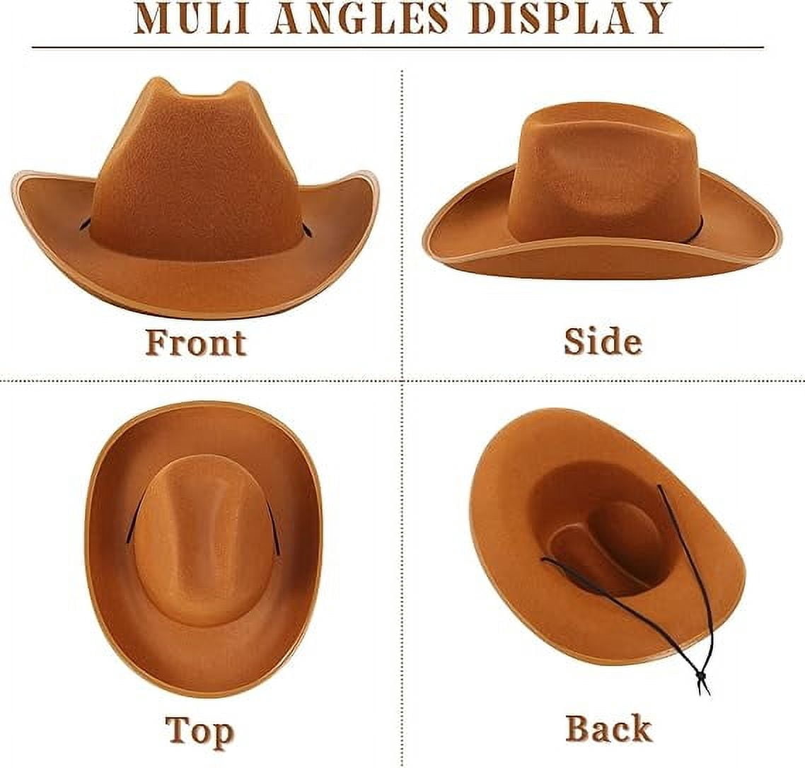 2 Pack Western Cowboy Hats Unisex Adult Felt Costume Cowgirl Cattleman Ycctvar 2PCS Western Cowboy Hat for Men Women Cowgirl Cow  main image 4