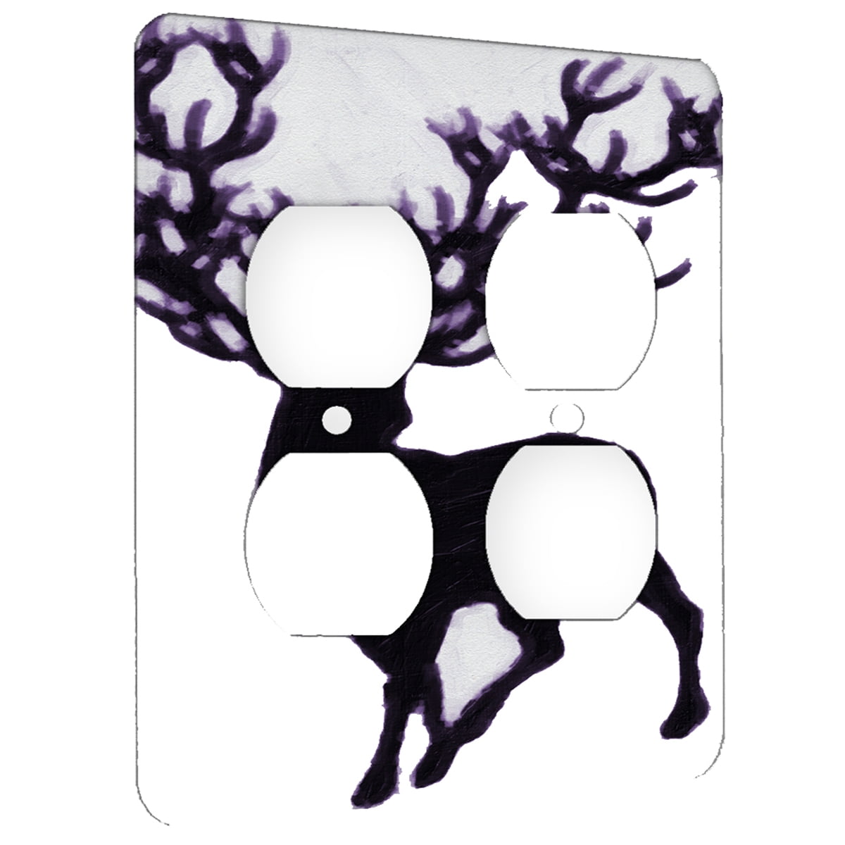 Deer Buck Art Design 2 Gang Duplex Outlet Wall Plate Metal Walmart Com Walmart Com